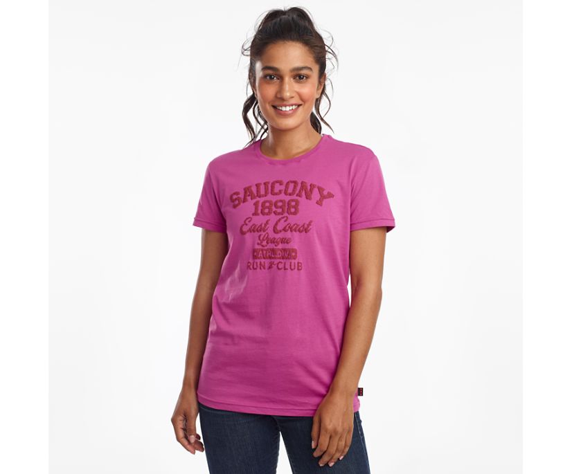 Women's Saucony Rested Short Sleeve Shirts Purple | Singapore 290RVDW